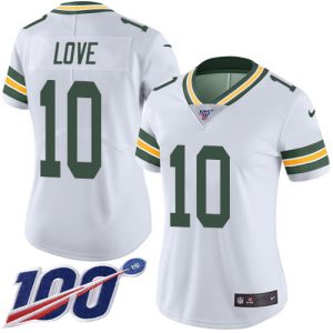Classy Incredible Packers #10 Jordan Love White Women's Stitched NFL 100th Season Vapor Untouchable Limited Jersey