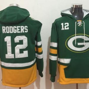 Classy Packers #12 Aaron Rodgers Green/Gold Name & Number Pullover NFL Hoodie