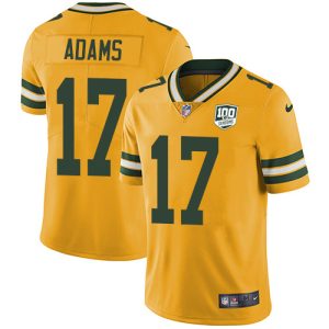 Classy Packers #17 Davante Adams Yellow Men's 100th Season Stitched NFL Limited Rush Jersey