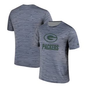 Classy Perfect Fantastic Men's Green Bay Packers Gray Black Striped Logo Performance T Shirt