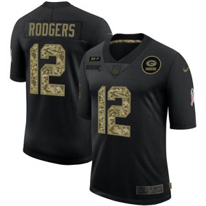 Classy Practical Green Bay Packers #12 Aaron Rodgers Men's 2020 Salute To Service Camo Limited NFL Jersey Black