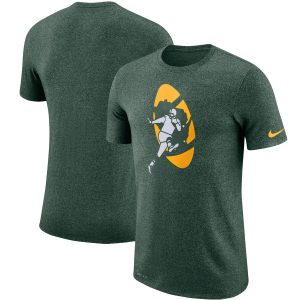 Classy Smart Green Bay Packers Marled Historic Logo Performance T Shirt Heathered Green