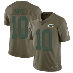 Classy Spectacular Packers #10 Jordan Love Olive Youth Stitched NFL Limited 2017 Salute To Service Jersey