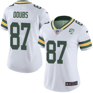 Classy Trendy Packers #87 Romeo Doubs White Women's 100th Season Stitched NFL Vapor Untouchable Limited Jersey