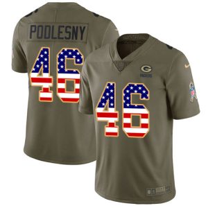 Comfortable Brilliant Practical Packers #46 Jack Podlesny Olive/USA Flag Youth Stitched NFL Limited 2017 Salute To Service Jersey