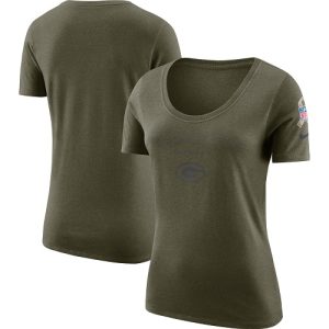 Comfortable Impressive Superb Women's Green Bay Packers Olive Salute to Service Legend Scoop Neck T Shirt