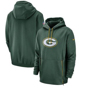 Comfortable Luxurious Green Bay Packers Sideline Performance Player Pullover Hoodie Green