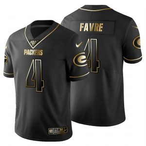 Comfortable Outstanding Green Bay Packers #4 Brett Favre Men's Black Golden Limited NFL 100 Jersey