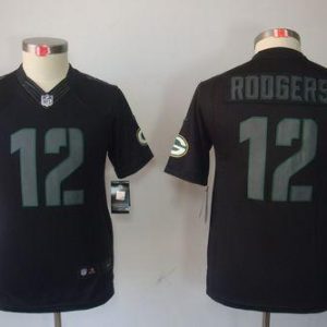 Comfortable Packers #12 Aaron Rodgers Black Impact Youth Stitched NFL Limited Jersey
