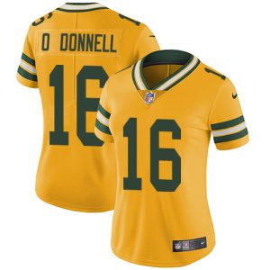Comfortable Packers #16 Pat O'Donnell Yellow Women's 100th Season Stitched NFL Limited Rush Jersey