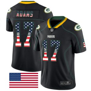 Comfortable Packers #17 Davante Adams Black Men's Stitched NFL Limited Rush USA Flag Jersey