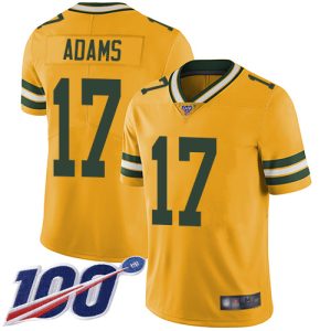 Comfortable Packers #17 Davante Adams Yellow Youth Stitched NFL Limited Rush 100th Season Jersey