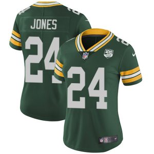Comfortable Packers #24 Josh Jones Green Team Color Women's 100th Season Stitched NFL Vapor Untouchable Limited Jersey