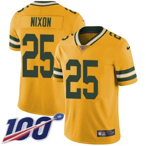 Comfortable Packers #25 Keisean Nixon Yellow Youth Stitched NFL Limited Rush 100th Season Jersey