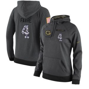 Comfortable Stunning NFL Women's Green Bay Packers #4 Brett Favre Stitched Black Anthracite Salute to Service Player Performance Hoodie