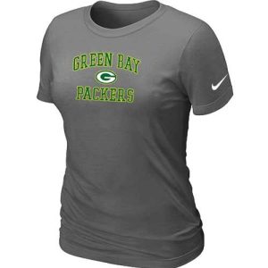 Comfortable Trendy Women's Green Bay Packers Heart & Soul NFL T Shirt Dark Grey