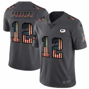 Cool Brilliant Green Bay Packers #12 Aaron Rodgers 2018 Salute to Service Retro USA Flag Limited NFL Jersey