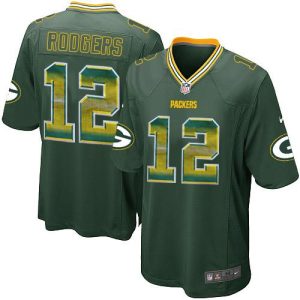Cool Brilliant Packers #12 Aaron Rodgers Green Team Color Men's Stitched NFL Limited Strobe Jersey