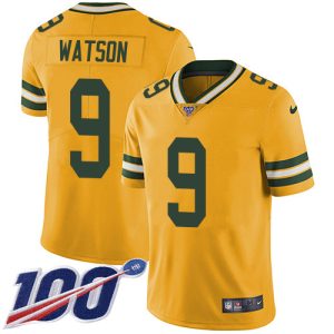 Cool Classy Handy Packers #9 Christian Watson Yellow Youth Stitched NFL Limited Rush 100th Season Jersey