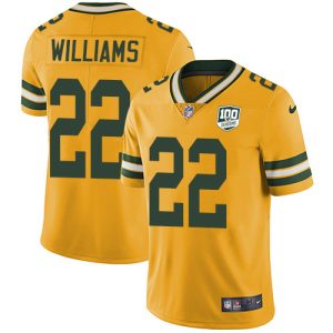 Cool Comfortable Packers #22 Dexter Williams Yellow Men's 100th Season Stitched NFL Limited Rush Jersey
