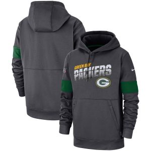Cool Fabulous Green Bay Packers Sideline Team Logo Performance Pullover Hoodie Anthracite