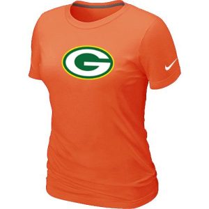 Cool Graceful Women's Dark Green Bay Packers Logo NFL T Shirt Orange