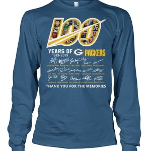 Cool Green Bay Packers 100 Seasons Memories Long Sleeve T Shirt Frost Blue