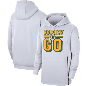 Cool Magnificent Fabulous Green Bay Packers Sideline Local Performance Pullover Hoodie White