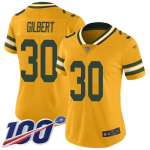 Delightful Awesome Stunning Packers #30 Zyon Gilbert Gold Women's Stitched NFL Limited Inverted Legend 100th Season Jersey