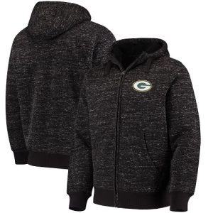 Delightful Charming Men's Green Bay Packers G III Sports by Carl Banks Heathered Black Discovery Sherpa Full Zip Jacket