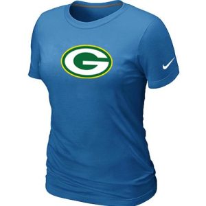Delightful Graceful Women's Green Bay Packers Logo NFL T Shirt Light Blue
