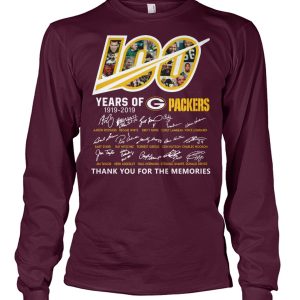 Delightful Green Bay Packers 100 Seasons Memories Long Sleeve T Shirt Wine