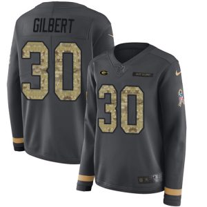 Delightful Luxurious Packers #30 Zyon Gilbert Anthracite Salute to Service Women's Stitched NFL Limited Therma Long Sleeve Jersey