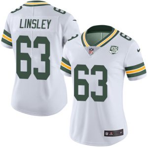 Delightful Packers #63 Corey Linsley White Women's 100th Season Stitched NFL Vapor Untouchable Limited Jersey