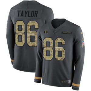 Delightful Packers #86 Malik Taylor Anthracite Salute to Service Youth Stitched NFL Limited Therma Long Sleeve Jersey