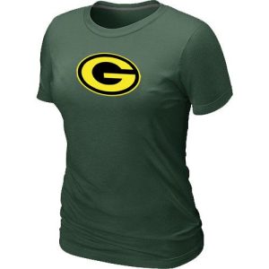 Delightful Women's Green Bay Packers Neon Logo Charcoal T Shirt Dark Green