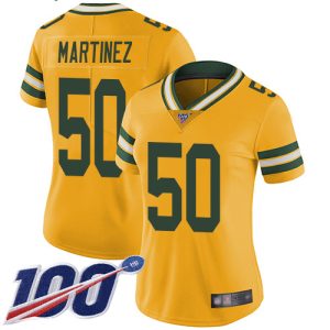 Elegant Delightful Pretty Packers #50 Blake Martinez Yellow Women's Stitched NFL Limited Rush 100th Season Jersey