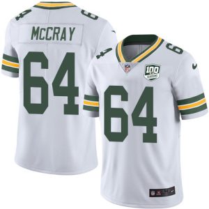 Elegant Fantastic Luxurious Packers #64 Justin McCray White Men's 100th Season Stitched NFL Vapor Untouchable Limited Jersey