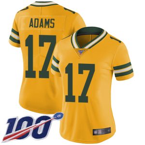 Elegant Graceful Packers #17 Davante Adams Yellow Women's Stitched NFL Limited Rush 100th Season Jersey