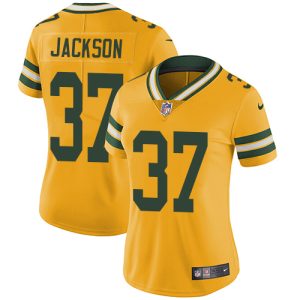 Elegant Impressive Packers #37 Josh Jackson Yellow Women's Stitched NFL Limited Rush Jersey