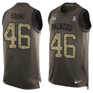 Elegant Packers #46 Christian Young Green Men's Stitched NFL Limited Salute To Service Tank Top Jersey