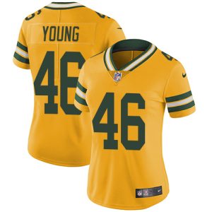 Elegant Packers #46 Christian Young Yellow Women's Stitched NFL Limited Rush Jersey