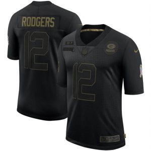 Elegant Perfect Fantastic Green Bay Packers #12 Aaron Rodgers 2020 Salute To Service Limited Jersey Black