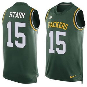 Exciting Classy Packers #15 Bart Starr Green Team Color Men's Stitched NFL Limited Tank Top Jersey