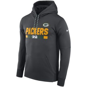 Exciting Fabulous Men's Green Bay Packers Charcoal Sideline ThermaFit Performance PO Hoodie