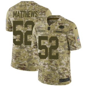 Exciting Fabulous Perfect Packers #52 Clay Matthews Camo Youth Stitched NFL Limited 2018 Salute to Service Jersey