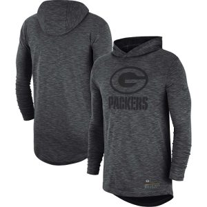 Exciting Graceful Superb Men's Green Bay Packers Heathered Charcoal Fan Gear Tonal Slub Hooded Long Sleeve T Shirt