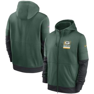 Exciting Green Bay Packers Sideline Impact Lockup Performance Full Zip Hoodie Green