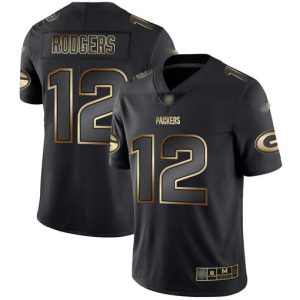Exciting Incredible Packers #12 Aaron Rodgers Black/Gold Men's Stitched NFL Vapor Untouchable Limited Jersey
