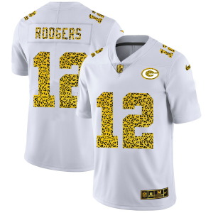 Exciting Luxurious Green Bay Packers #12 Aaron Rodgers Men's Flocked Leopard Print Vapor Limited NFL Jersey White